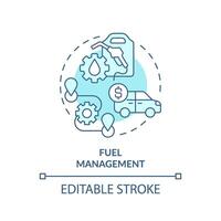 combustible administración suave azul concepto icono. ruta mejoramiento, eficiencia control. redondo forma línea ilustración. resumen idea. gráfico diseño. fácil a utilizar en infografía, presentación vector