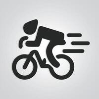 el carreras bicicleta tiene un único icono y ciclo logo con un plata antecedentes. vector ilustración