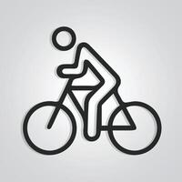 contorno carreras bicicleta, único icono, ciclo logo con un plata antecedentes. vector ilustración