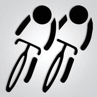 Two men bicycle unique icon and cycle logo with a silver background. Vector illustration