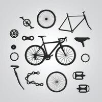 Bicycle All Parts with Silver Background. Vector illustration