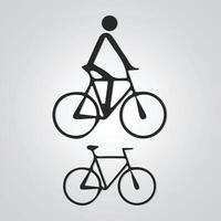 bicicleta hombres único icono y ciclo logo en plata antecedentes. vector ilustración