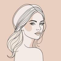 Woman line art portrait illustration vector design