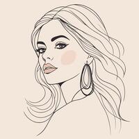 Woman line art portrait illustration vector design