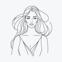 Woman line art portrait illustration vector design