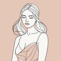 Woman line art portrait illustration vector design