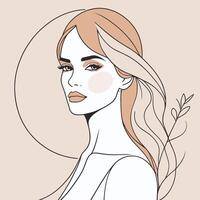 Woman line art portrait illustration vector design