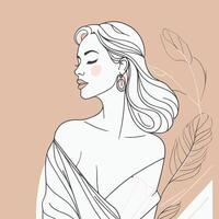 Woman line art portrait illustration vector design