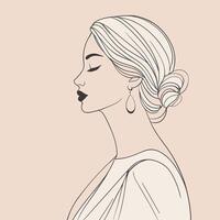 Woman line art portrait illustration vector design