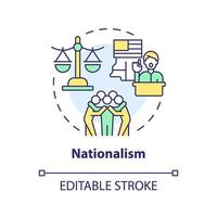 Nationalism political movement multi color concept icon. Government regulation ideology. Patriotism traditional values. Round shape line illustration. Abstract idea. Graphic design. Easy to use vector