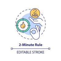 2 minute rule multi color concept icon. Task management. Round shape line illustration. Abstract idea. Graphic design. Easy to use in infographic, promotional material, article, blog post vector