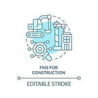 fms para construcción suave azul concepto icono. pesado maquinaria, equipo gestión. redondo forma línea ilustración. resumen idea. gráfico diseño. fácil a utilizar en infografía, presentación vector