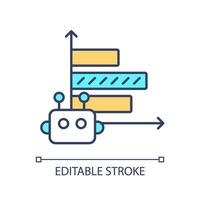 Automated data analysis RGB color icon. Progress tracking. Machine learning. Artificial intelligence in statistics. Isolated vector illustration. Simple filled line drawing. Editable stroke