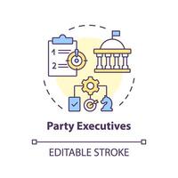 Political party executives multi color concept icon. Public sector politics. Constitution authority, federal government. Round shape line illustration. Abstract idea. Graphic design. Easy to use vector