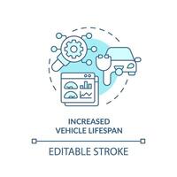 vehículo aumentado esperanza de vida suave azul concepto icono. flota gestión, coche mantenimiento. redondo forma línea ilustración. resumen idea. gráfico diseño. fácil a utilizar en infografía, presentación vector