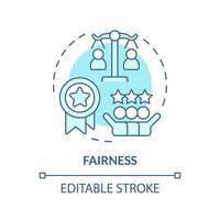 Fairness soft blue concept icon. Employee recognition criteria. Fair treatment. Workplace culture. Team spirit. Round shape line illustration. Abstract idea. Graphic design. Easy to use vector