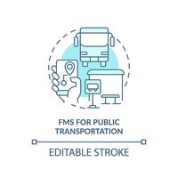 fms para público transporte suave azul concepto icono. urbano movilidad, ciudad logística. redondo forma línea ilustración. resumen idea. gráfico diseño. fácil a utilizar en infografía, presentación vector