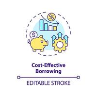 Cost-effective borrowing multi color concept icon. Lower interest rates for loans. Accumulation. Finance charge. Round shape line illustration. Abstract idea. Graphic design. Easy to use in marketing vector