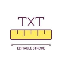 Text format RGB color icon. Editing tools. Typography document preparation. Graphic design instruments. Ruler icon. Isolated vector illustration. Simple filled line drawing. Editable stroke