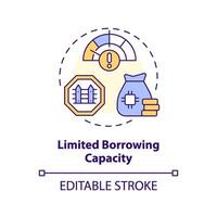 Limited borrowing capacity multi color concept icon. Limits on amount of money borrowers. Round shape line illustration. Abstract idea. Graphic design. Easy to use in marketing vector