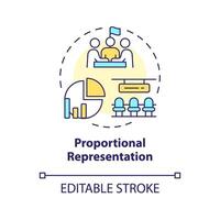 Proportional representation multi color concept icon. Vote proportion ballot system. Election voting, candidate selection. Round shape line illustration. Abstract idea. Graphic design. Easy to use vector