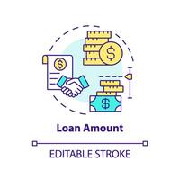 Loan amount multi color concept icon. Borrowing money. Deal between borrower and lender. P2P platform. Round shape line illustration. Abstract idea. Graphic design. Easy to use in marketing vector