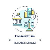 Conservatism ideology multi color concept icon. Political idea, economy regulation. Traditional values, free market. Round shape line illustration. Abstract idea. Graphic design. Easy to use vector