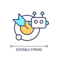 Continuous improvement RGB color icon. Target and robot head. Process management. Machine learning. Business process. Isolated vector illustration. Simple filled line drawing. Editable stroke