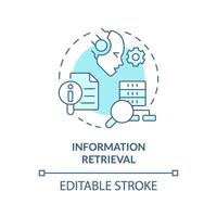 información recuperación suave azul concepto icono. ai datos transformando etl proceso, modelo analizando redondo forma línea ilustración. resumen idea. gráfico diseño. fácil a utilizar en infografía vector