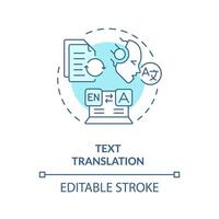 Text translation soft blue concept icon. Artificial language translate. Data processing. Round shape line illustration. Abstract idea. Graphic design. Easy to use in infographic, presentation vector