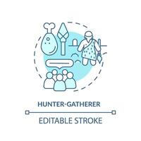 Hunter gatherer soft blue concept icon. Type of society. Nomadic lifestyle. Social group. Tribal community. Round shape line illustration. Abstract idea. Graphic design. Easy to use in article vector