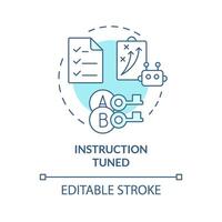 Instruction tuned soft blue concept icon. Ai deep learning algorithms. Fine tuning. Round shape line illustration. Abstract idea. Graphic design. Easy to use in infographic, presentation vector