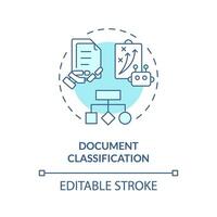 Document classification soft blue concept icon. Natural language processing. Text recognition. Round shape line illustration. Abstract idea. Graphic design. Easy to use in infographic, presentation vector