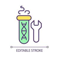 Gene artificial regulation RGB color icon. Genetic modification, rna interference. Biotechnological process. Isolated vector illustration. Simple filled line drawing. Editable stroke