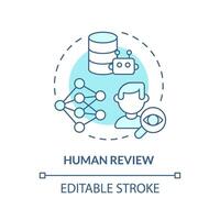 Human review soft blue concept icon. Supervised ai learning. Deep learning techniques. Round shape line illustration. Abstract idea. Graphic design. Easy to use in infographic, presentation vector