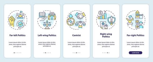 Political polarization onboarding mobile app screen. Walkthrough 5 steps editable graphic instructions with linear concepts. UI, UX, GUI template vector