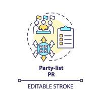 lista de fiestas pr multi color concepto icono. democracia elección, cabildeo. electoral votación sistema. gobierno estructura. redondo forma línea ilustración. resumen idea. gráfico diseño. fácil a utilizar vector