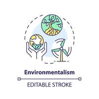 Environmentalism political movement multi color concept icon. Preservation nature politics. Pollution control, biodiversity. Round shape line illustration. Abstract idea. Graphic design. Easy to use vector