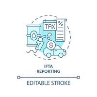 ifta informes suave azul concepto icono. combustible impuestos, consumo regulación. Operacional gastos reducir. redondo forma línea ilustración. resumen idea. gráfico diseño. fácil a utilizar en infografía vector