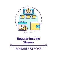 Regular income stream multi color concept icon. Monthly interest payments from borrowers. Investment. Round shape line illustration. Abstract idea. Graphic design. Easy to use in marketing vector
