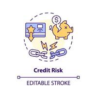 Credit risk multi color concept icon. Risk of default. P2P loans. Borrower fails to make required payments. Round shape line illustration. Abstract idea. Graphic design. Easy to use in marketing vector