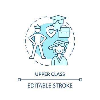 Upper class soft blue concept icon. Class system. Richest members of society. Affluent lifestyle. Round shape line illustration. Abstract idea. Graphic design. Easy to use in article vector