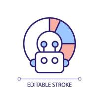 AI analytics RGB color icon. Machine learning. Information processing. Statistical analysis. Business intelligence. Isolated vector illustration. Simple filled line drawing. Editable stroke