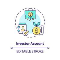 Investor account multi color concept icon. Fill personal and financial information. Invest money to fund loans. Round shape line illustration. Abstract idea. Graphic design. Easy to use in marketing vector