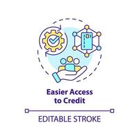 Easier access to credit multi color concept icon. P2P lending advantages for borrowers. Access to capital. Round shape line illustration. Abstract idea. Graphic design. Easy to use in marketing vector