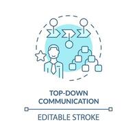 Top-down communication soft blue concept icon. Leaders communicate strategies to subordinates. Round shape line illustration. Abstract idea. Graphic design. Easy to use in promotional material vector