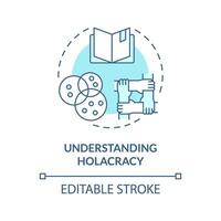 Understanding holacracy soft blue concept icon. Analysis of information on decentralized management. Round shape line illustration. Abstract idea. Graphic design. Easy to use in promotional material vector