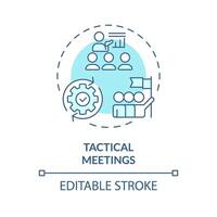 Tactical meetings soft blue concept icon. Focused gatherings for discuss, coordinate daily work. Round shape line illustration. Abstract idea. Graphic design. Easy to use in promotional material vector