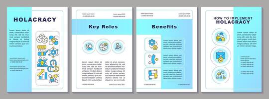 Holacracy implementing brochure template. Essential elements. Leaflet design with linear icons. Editable 4 vector layouts for presentation, annual reports