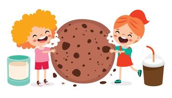 ilustración de niños con galleta vector